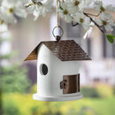 Wooden/Iron Hanging Bird House with Slanted Top