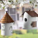 Wooden/Iron Hanging Bird House with Slanted Top