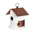 Wooden/Iron Hanging Bird House with Slanted Top