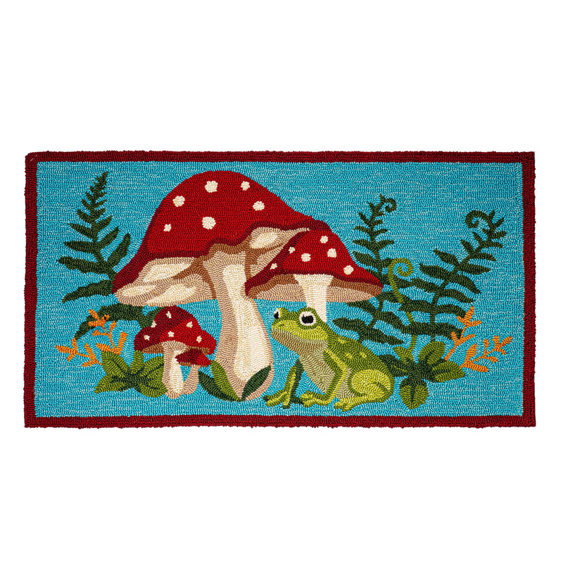 Indoor/Outdoor  Hooked Polypropylene Mushroom Umbrella Accent Rug 24"x42"