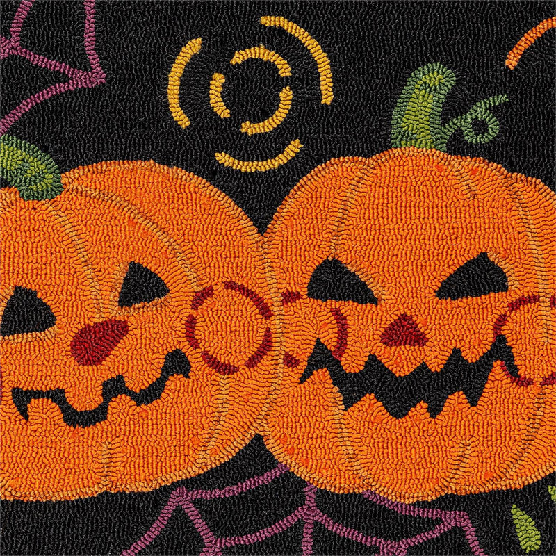 Indoor/Outdoor Jack-O-Lantern Pumpkin Hooked Polypropylene Accent Rug 24"x42"
