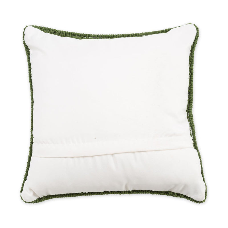 Indoor Outdoor Hooked Pillow Pink Flower 18"x18"