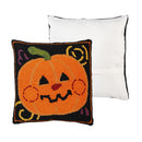 Indoor/Outdoor Jack-O-Lantern Pumpkin Hooked Polypropylene Throw Pillow 18"x18"