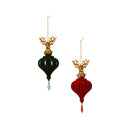 Flocked Finial with Gold Deer Ornament,phl383