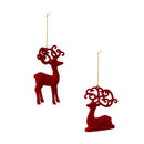 Red Flocked Deer Ornament,phl384