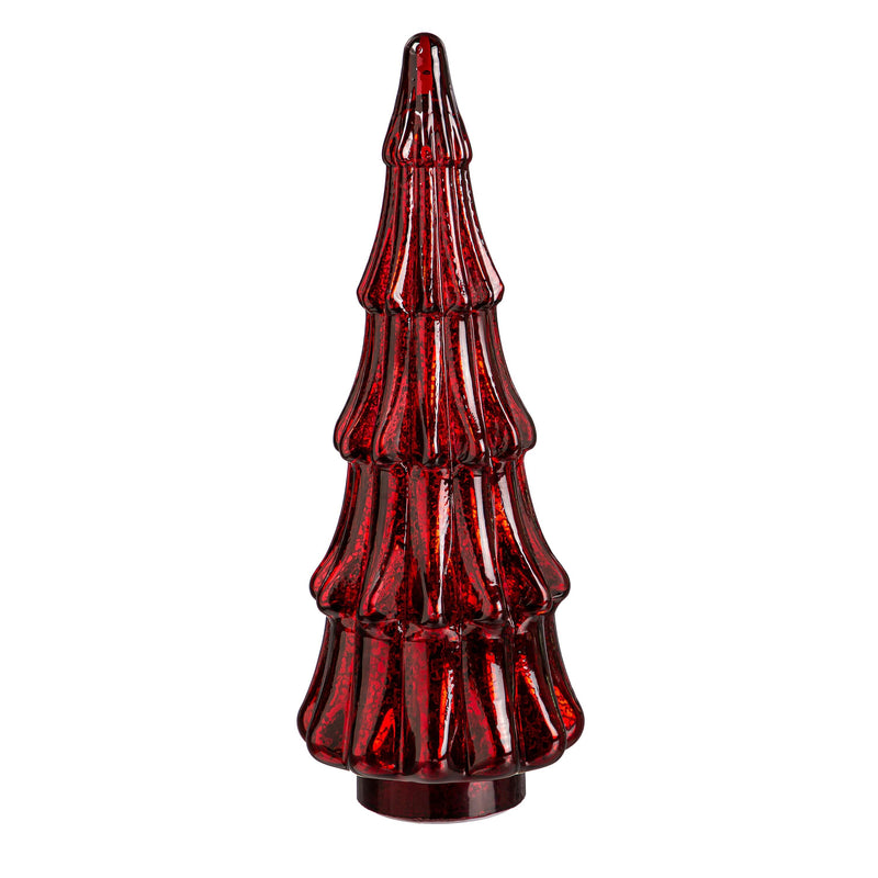 LED Colored Glass Tree Table Decor Set, Green and Red,phl395