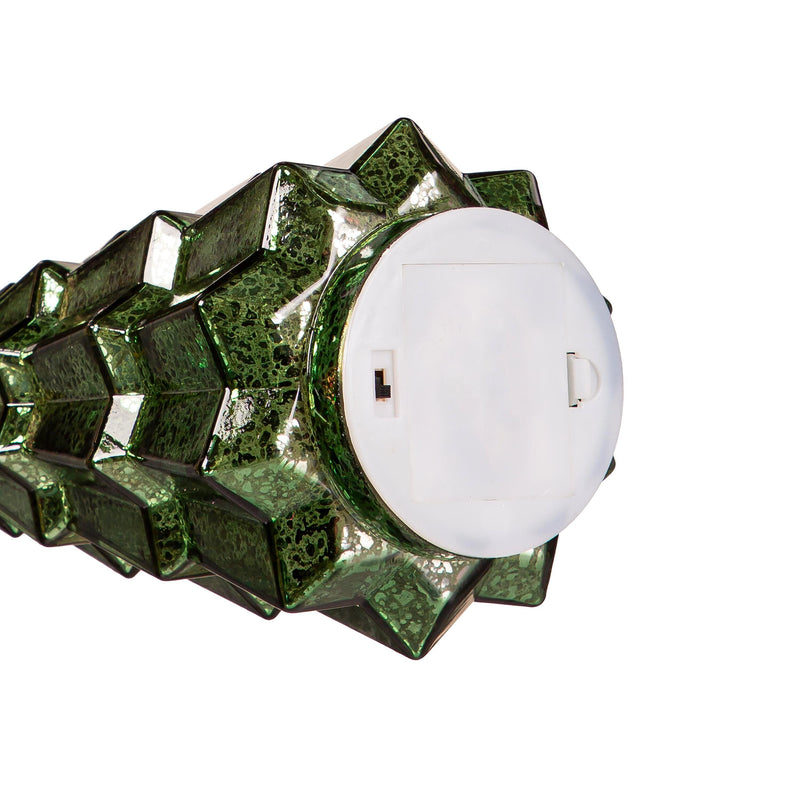 LED Colored Glass Tree Table Decor Set, Green and Red,phl395