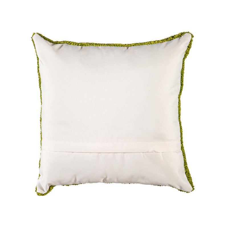 Indoor/Outdoor  Hooked Polypropylene Sprouts Throw Pillow 18"x18"