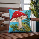 Indoor/Outdoor  Hooked Polypropylene Mushroom Umbrella Throw Pillow 18"x18"