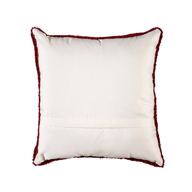 Indoor/Outdoor  Hooked Polypropylene Mushroom Umbrella Throw Pillow 18"x18"