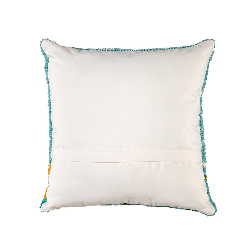 Indoor/Outdoor  Hooked Polypropylene Wildflower Throw Pillow 18"x18"