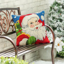 Indoor/Outdoor Hooked Pillow, Polypropylene, Santa, 18"x18"