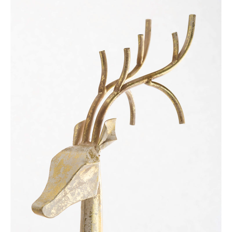 Gold and White Painted Iron Standing Tall Deer Statue,phl915