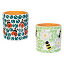 Cottage Garden Planter, Mosaic Ladybug and Bee, 2 Asst