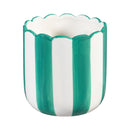 Palm Beach Planter, Ceramic Scalloped Green and White Stripe