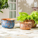 What She Shed Planter, Metal Embossed Planter with Handles, Nested Set of 3