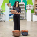 What She Shed Planter, Metal Embossed Planter with Handles, Nested Set of 3