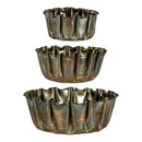 Hillside Pasture Metal Verdigris Petal Edge Planter, Set of 3