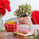 Feels Like the Holidays Planter with Stand, Metal, Red Bow, Asst of 2
