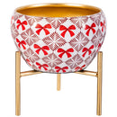 Feels Like the Holidays Planter with Stand, Metal, Red Bow, Asst of 2
