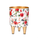 VivaStyle Poinsettia Bliss Planter with Gold Feet, Planter with Stand, Set of 2