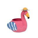 Tropical Oasis Planter, Metal Flamingo with Hat, 2 Asst