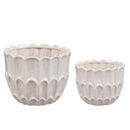 VivaStyle Planters, Ceramic Scalloped Planter, Nested Set of 2