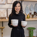 VivaStyle Planters, Ceramic Scalloped Planter, Nested Set of 2