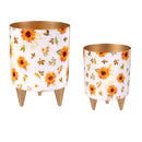 VivaStyle Sunflower Fields Planter with Gold Feet, Planter with Stand, Set of 2