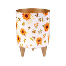 VivaStyle Sunflower Fields Planter with Gold Feet, Planter with Stand, Set of 2