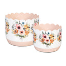 Petal & Plow Planter, Metal Floral Scalloped Planter, Nested Set of 2