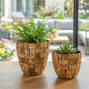 VivaStyle Planter, Wood and Metal, Nested Set of 2