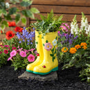 Cottage Garden Planter, Resin, Gardening Boots with Flowers