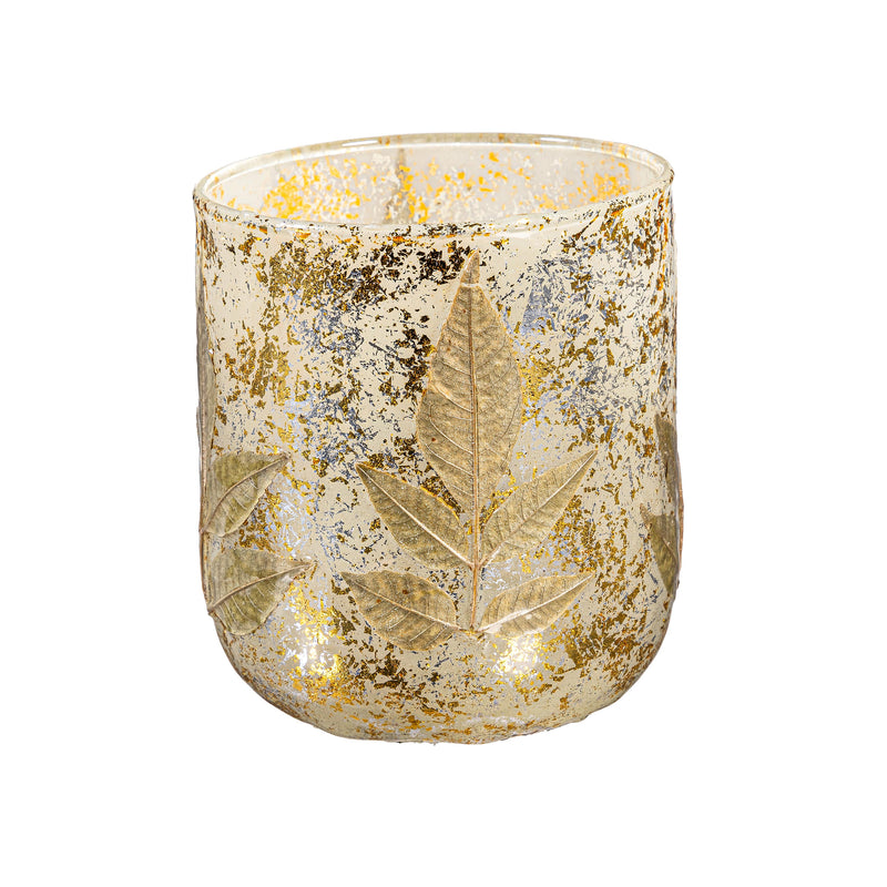 Viva Style Planter, Pressed Foliage Glass Planter, 5"H, Asst of 4