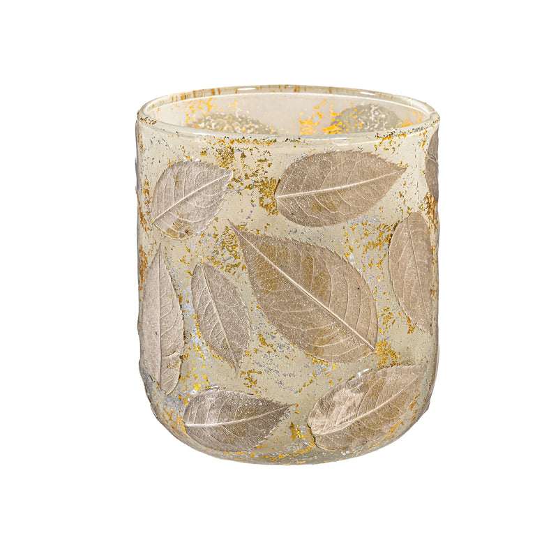 Viva Style Planter, Pressed Foliage Glass Planter, 5"H, Asst of 4