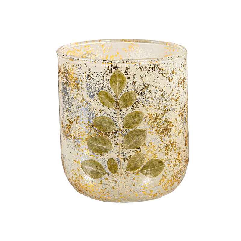 Viva Style Planter, Pressed Foliage Glass Planter, 5"H, Asst of 4