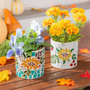 Harvest Blossom, Planter, Sunflower Glass Mosaic, 4.5", Asst of 2