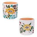 Harvest Blossom, Planter, Sunflower Glass Mosaic, 4.5", Asst of 2