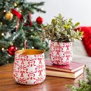 Sugar and Stripes Planter, Metal, Red Bow, Nested Set of 2
