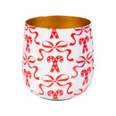Sugar and Stripes Planter, Metal, Red Bow, Nested Set of 2