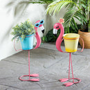 Palm Beach Planter, Metal Flamingo with Glasses, 18", Asst of 2
