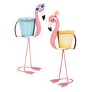 Palm Beach Planter, Metal Flamingo with Glasses, 18", Asst of 2