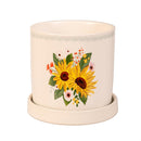 Harvest Blossom Planter, Ceramic Cachepot with Dish, 4.25", Asst of 3, CDU