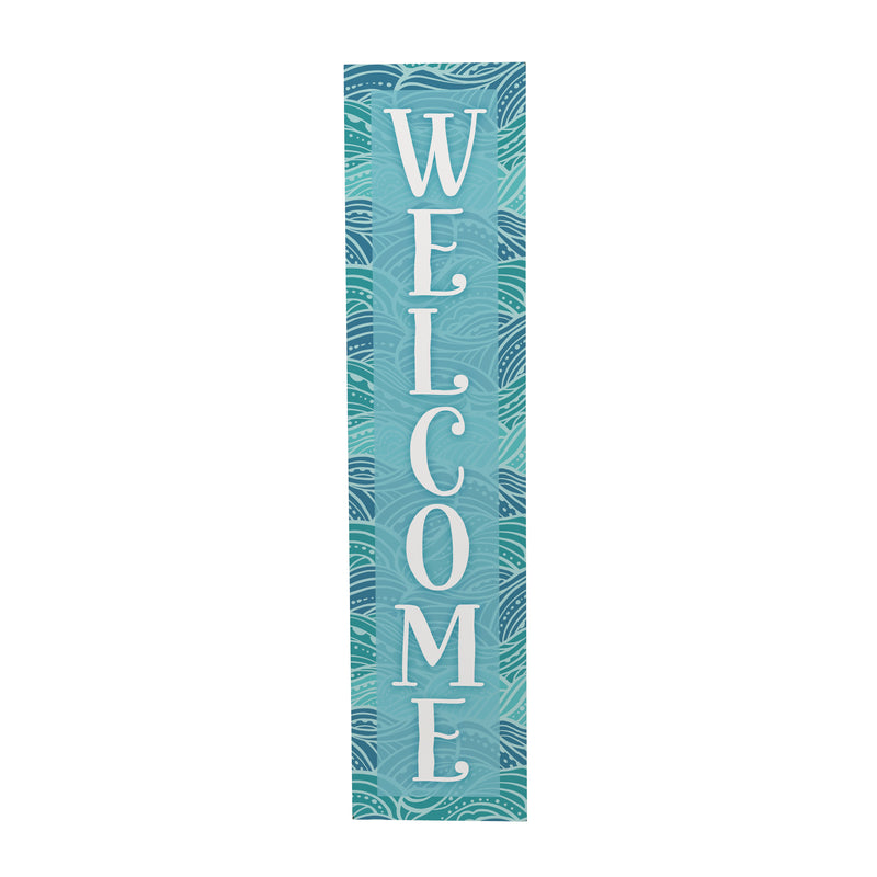 Blue Coastal Make Waves Porch Leaner, "Welcome", 46"H