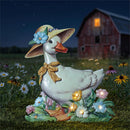 Hillside Pasture Porch Leaner, Metal Floral Goose, LED