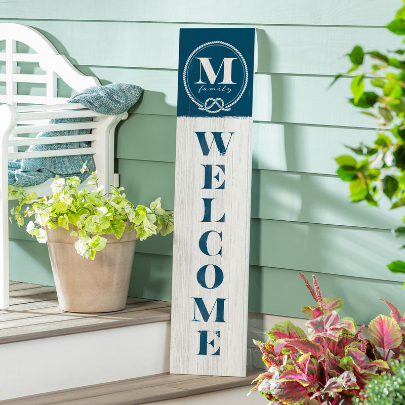 Coastal Porch Leaner Nautical Monogram 46" M M