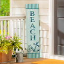 Blue Coastal Garden Decor, Porch Leaner, "BEACH", 10.75" L x 46" H