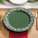 Heartfelt Cheer Plate Ceramic Round Dinner Plate Debossed Green, 9.5"