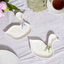 Hop Into Spring Plate Ceramic Goose Shaped Embossed Plate, 7", Asst of 2