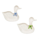 Hop Into Spring Plate Ceramic Goose Shaped Embossed Plate, 7", Asst of 2